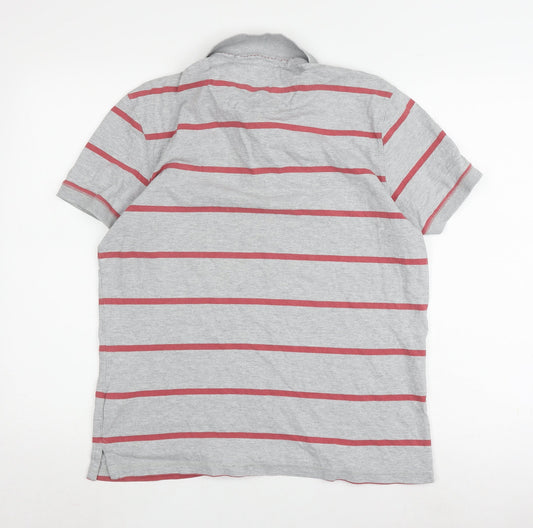 White Stuff Men's Grey Striped Polo S Classic