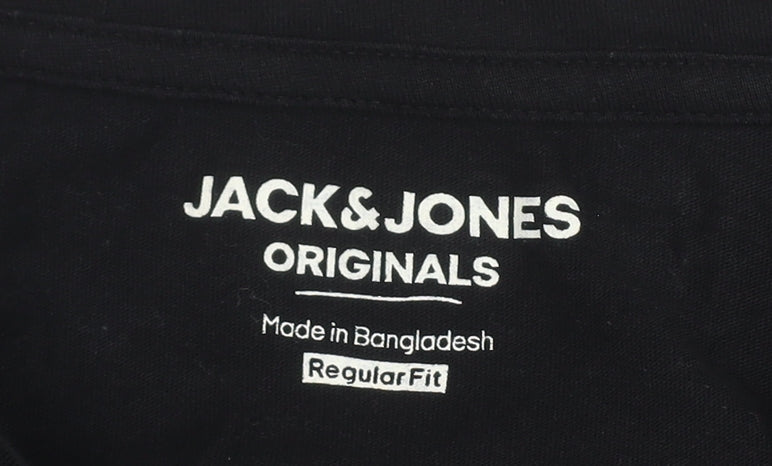 Jack & Jones Men's Black T-Shirt Large, Cotton, Regular Fit