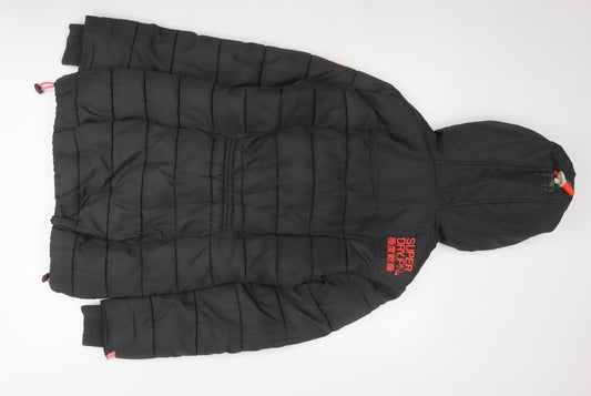 Superdry Women's Black Puffer Jacket, XS, Hooded, Winter