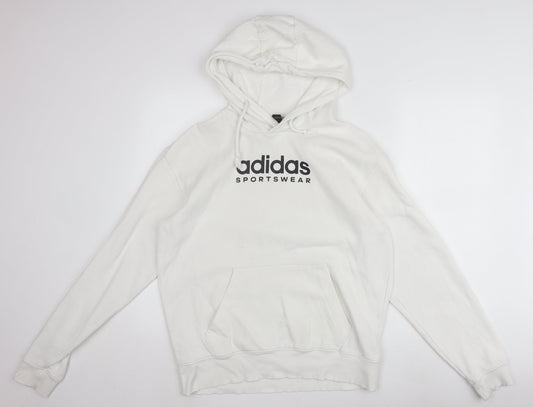 Additional front view of Adidas Men's White Hoodie, Small, Pullover, Logo Design
