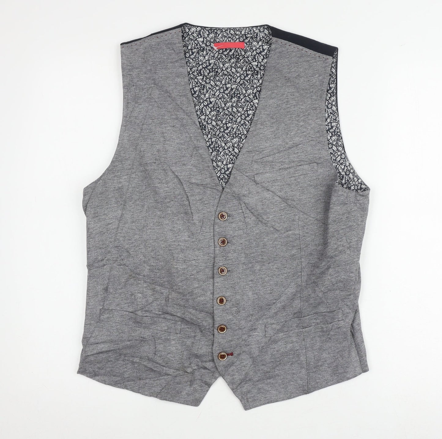 Ted Baker Men's Grey Waistcoat Size 4 Cotton Elegant