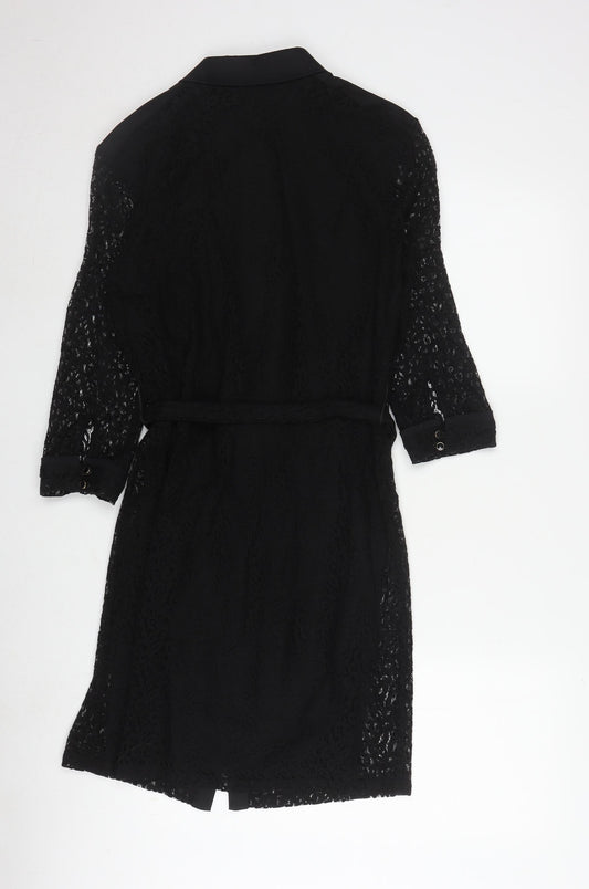 Laura Ashley Women's Black Lace Dress Size 8 Long Sleeve