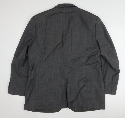 Marks and Spencer Men's Grey Check Blazer, Size 44S, Three-Button