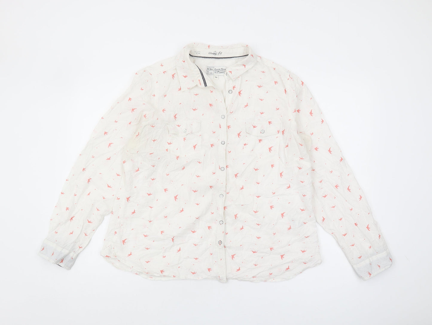 Fat Face Ivory Button-Up Women's Shirt Size 18, Spring Style