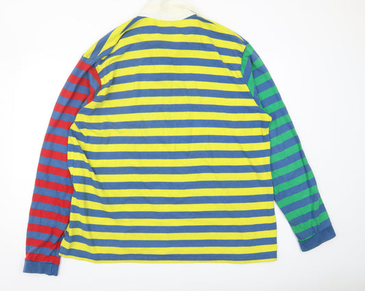 iets frans Men's Multicoloured Striped Polo Shirt M