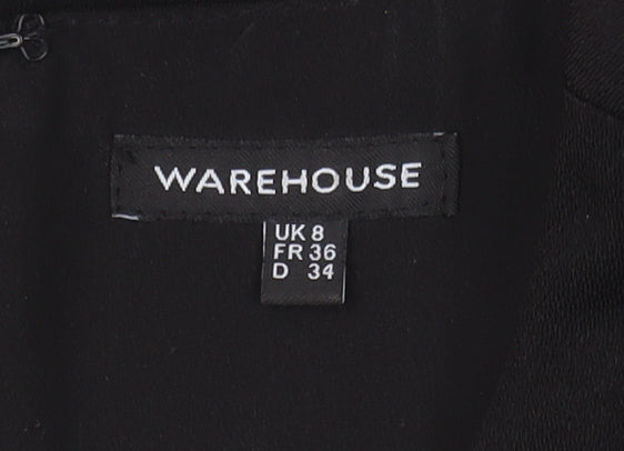 Warehouse Black Lace Detail Women's Jumpsuit, Size 8