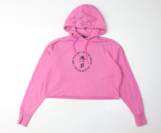 Womens UK 8 Regular adidas Pink Pullover Hoodie