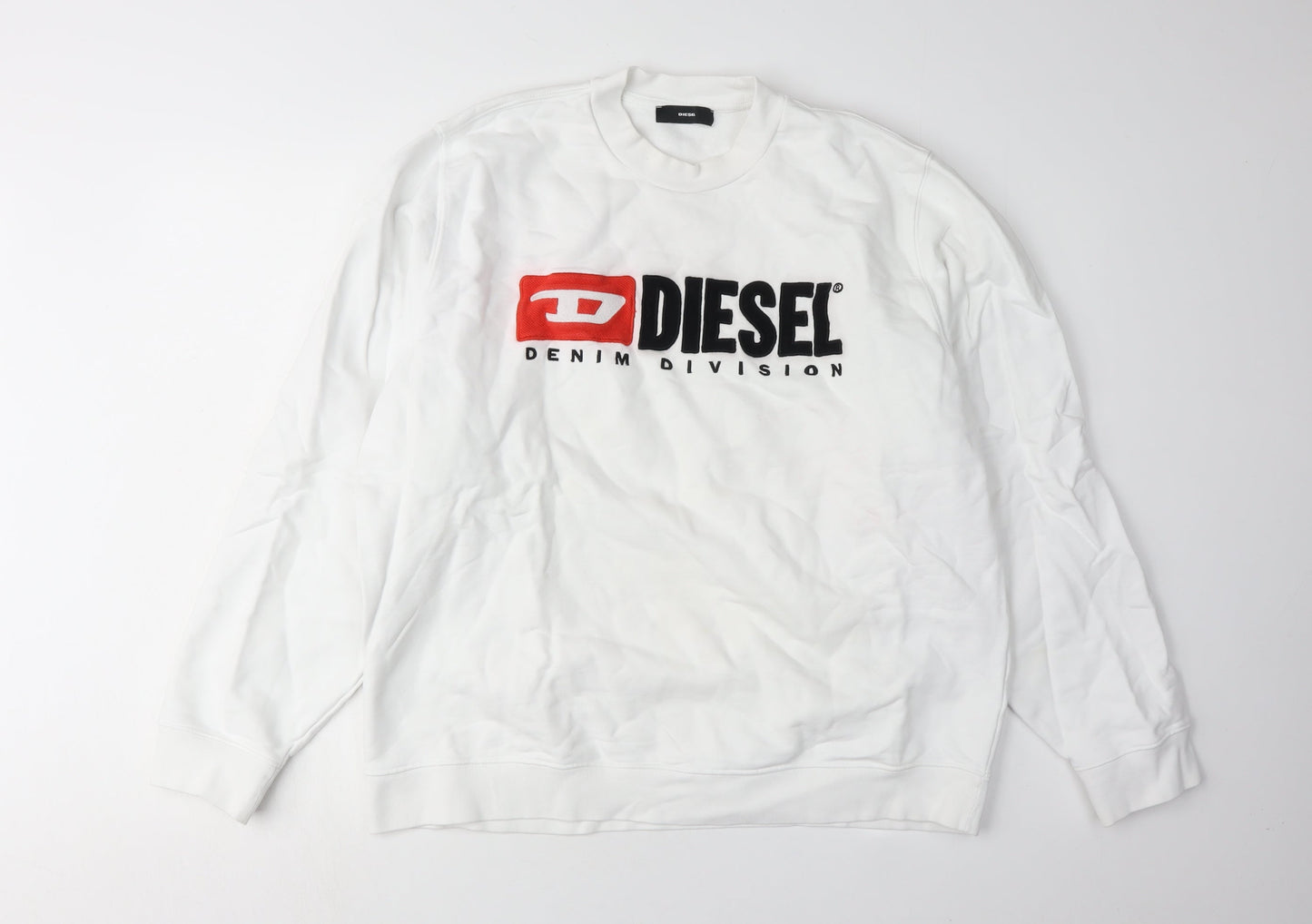 Diesel Men's White Graphic Logo Sweatshirt XL