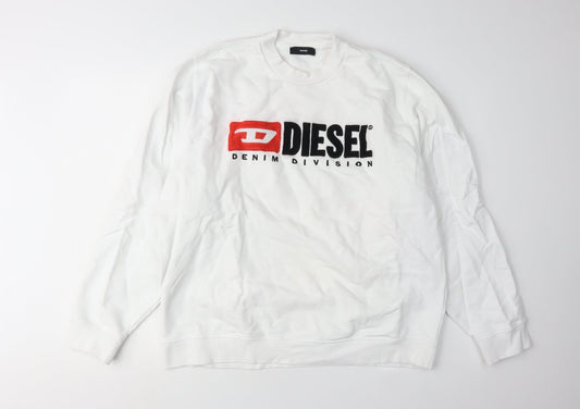 Diesel Men's White Graphic Logo Sweatshirt XL