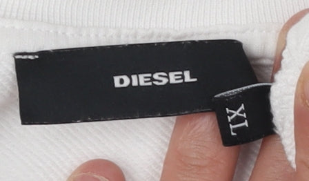Diesel Men's White Graphic Logo Sweatshirt XL