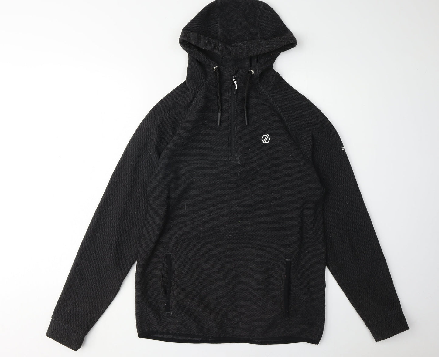 Dare2b Men’s Black Hoodie S Logo Accents Zip Neck