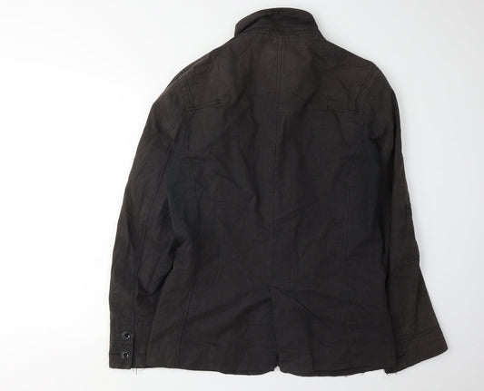 Firetrap Men's Black Jacket M Collared Button Cotton