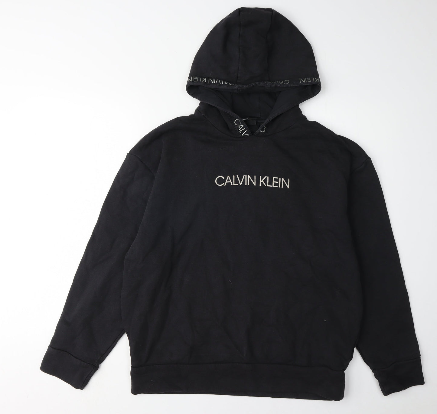 Calvin Klein Black Hoodie Unisex Medium Pullover Logo