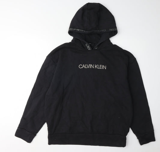 Calvin Klein Black Hoodie Unisex Medium Pullover Logo