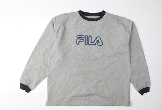 Additional front view of Fila Men's Grey 2XL Pullover Sweatshirt Logo Accent