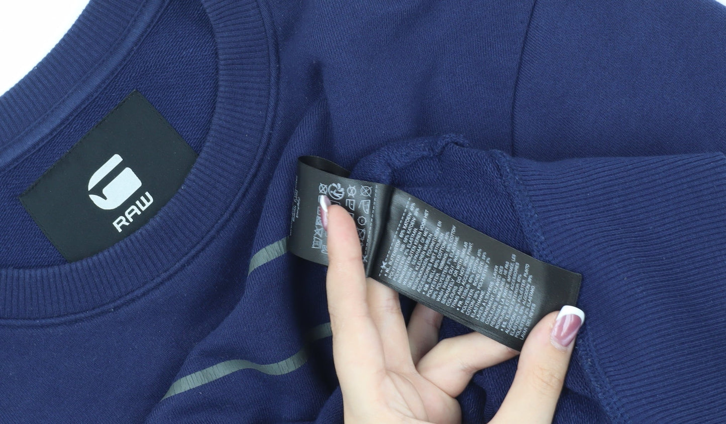 Brand and care label for G-Star RAW Men's Blue M Graphic Pullover Sweatshirt