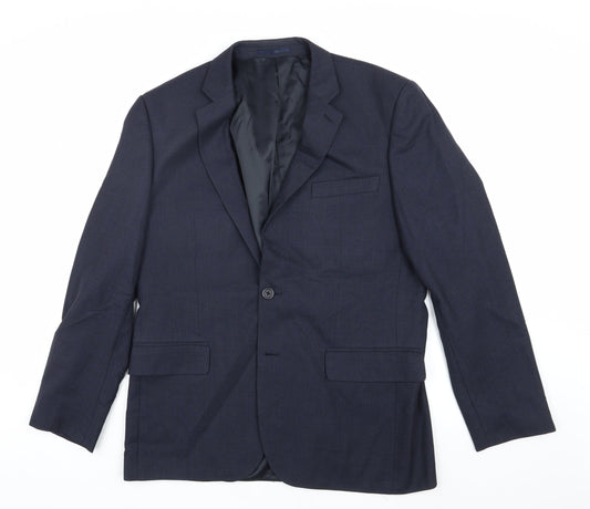 Jaeger Men's Blue Blazer 40S Short Wool Jacket
