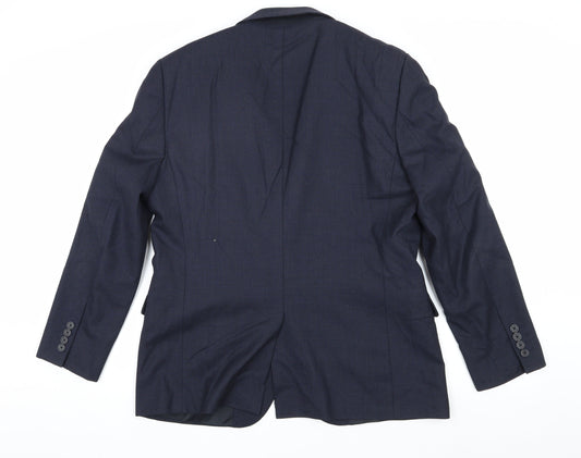 Jaeger Men's Blue Blazer 40S Short Wool Jacket