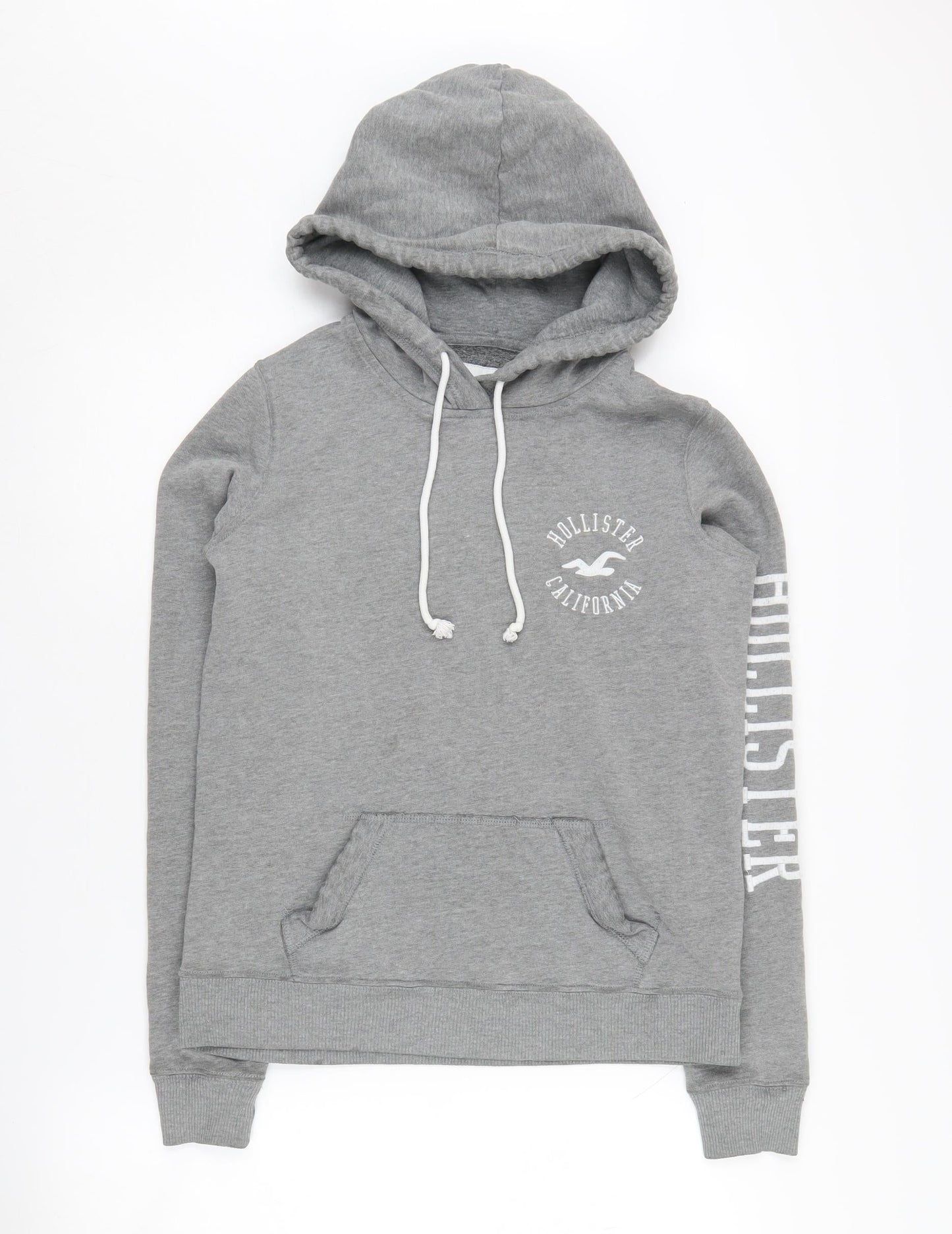 Hollister Women's Grey Pullover Hoodie XS, Logo Accent