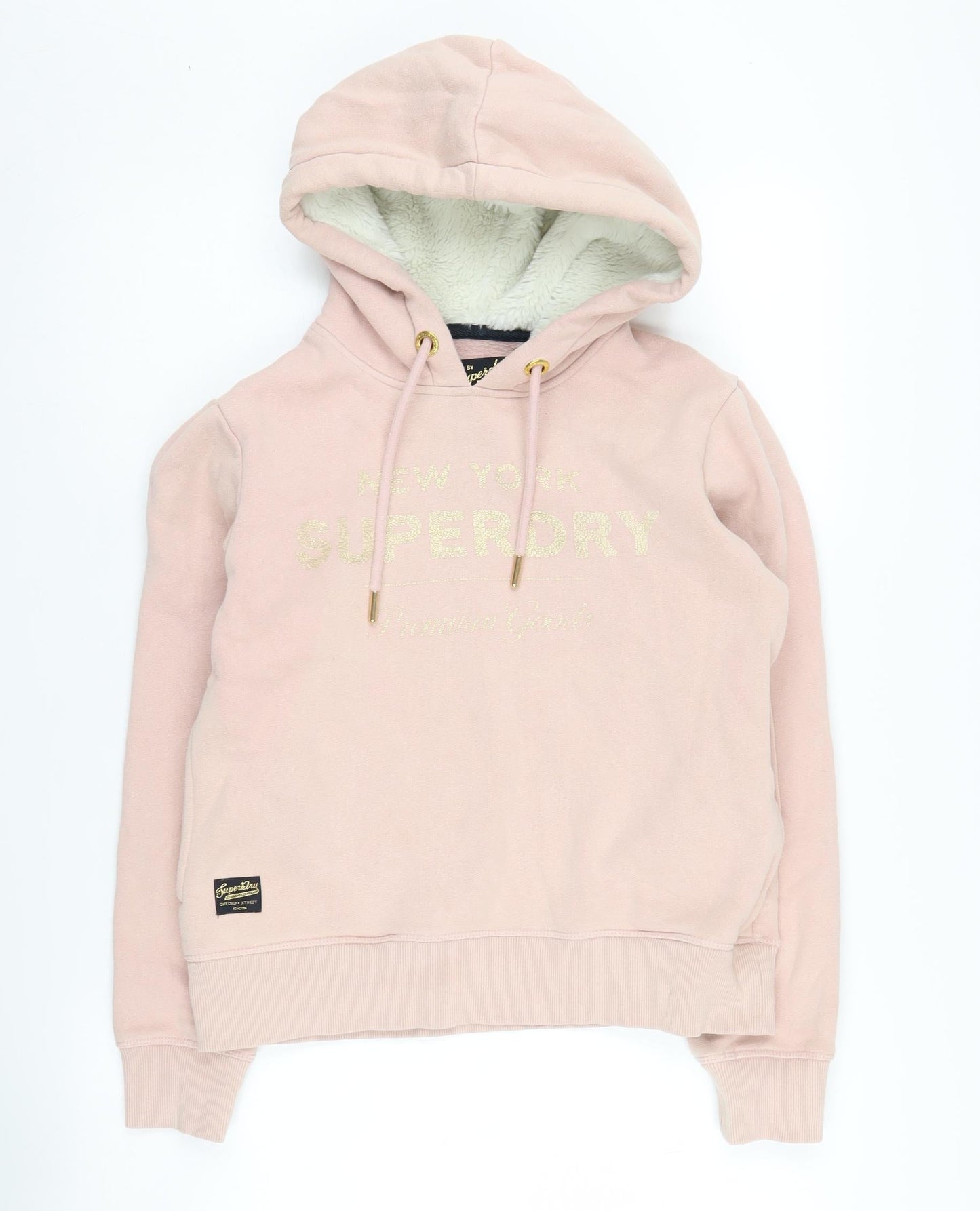 Superdry Women's Pink Pullover Hoodie, Size 8, Logo Accent