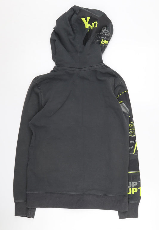 H&M Boys Black Graphic Full Zip Hoodie 12-14 Years