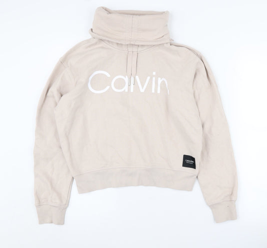 Calvin Klein Women’s Beige Pullover Hoodie Sweatshirt S