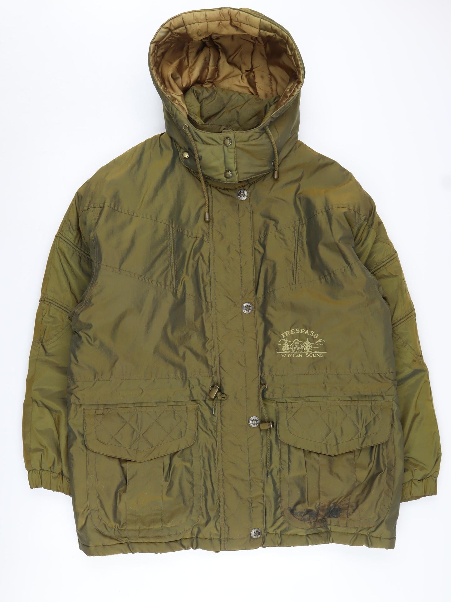 Trespass Women's Green Parka Jacket Size 16 with Hood