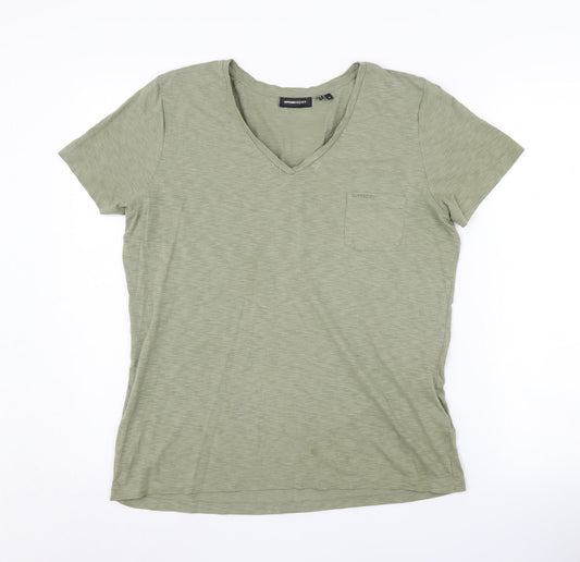Superdry Women's Green V-Neck Basic T-Shirt Size 12