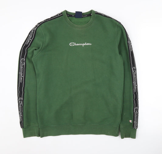 Champion Green Men's Sweatshirt, Small, Logo Accent