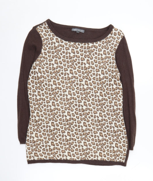 Laura Ashley Women's Brown Animal Print Pullover Size 14