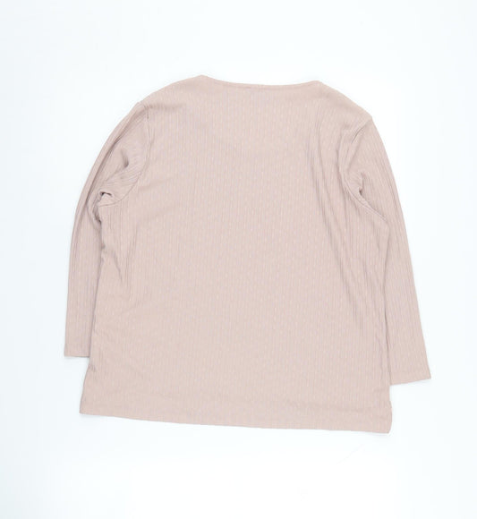 Eastex Women's Beige Long Sleeve Knit T-Shirt Size 14