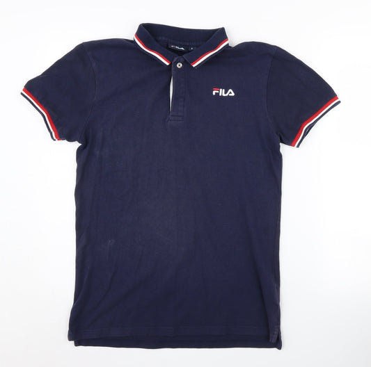 Additional front view of Fila Men's Blue Polo Shirt, size S, Short Sleeve Logo