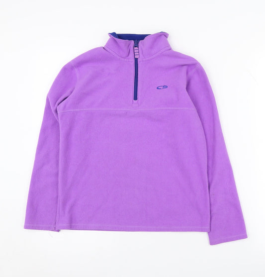 Additional front view of Champion girls’ purple 1/4 zip fleece sweatshirt l