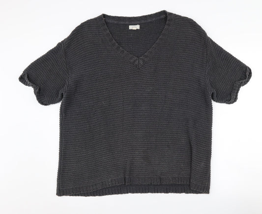 FatFace Women's Black V-Neck Knit Pullover M