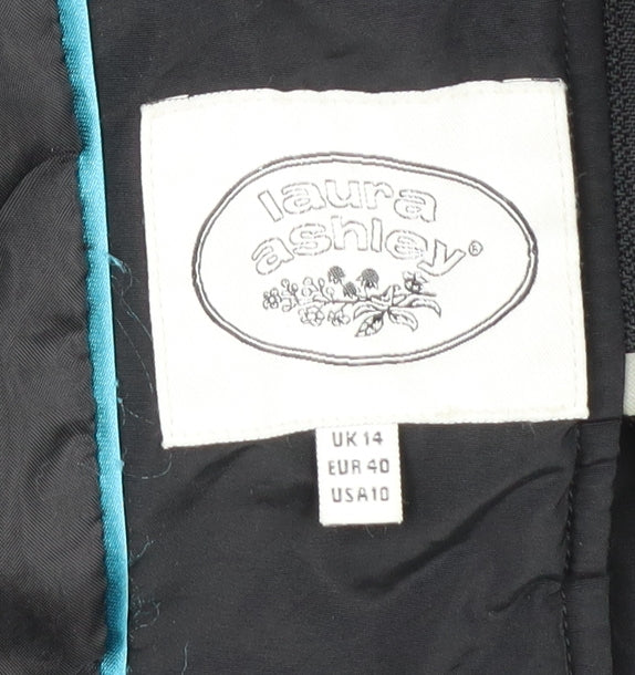 Laura Ashley Women's Black Quilted Coat - Size 14