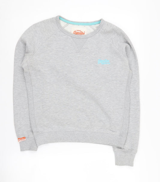Womens UK S Regular Superdry Grey Pullover Sweatshirt