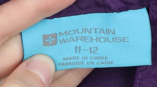 Additional view of Mountain Warehouse girls’ purple puffer jacket 11-12y hooded