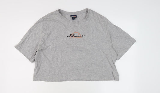 Ellesse Women's Grey Cropped T-Shirt, Size 10, Casual