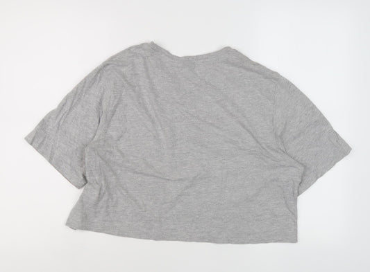 Ellesse Women's Grey Cropped T-Shirt, Size 10, Casual