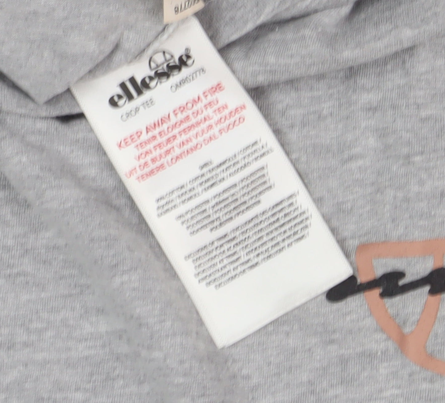 Ellesse Women's Grey Cropped T-Shirt, Size 10, Casual