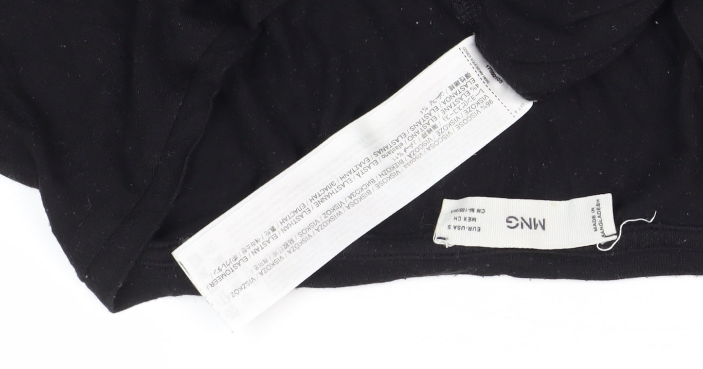 MNG Women's Black V-Neck Basic T-Shirt - Size L