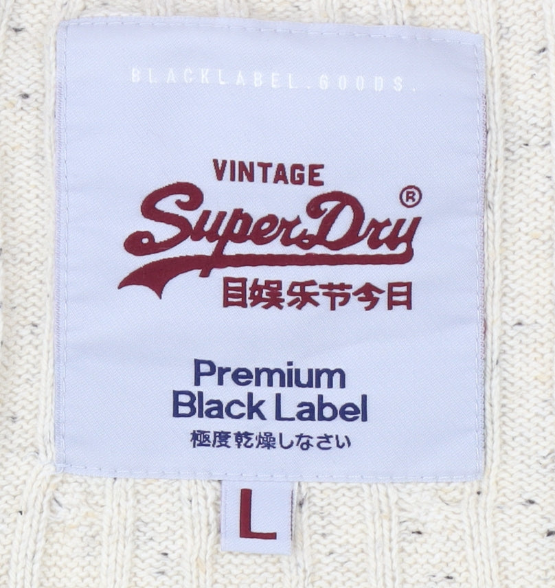 Superdry Women's Ivory Cable-Knit Jumper, L, Casual