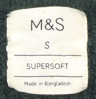 Brand and care label for Marks & Spencer Green Striped jumper S