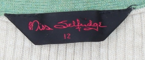 Brand and care label for Miss Selfridge Women's Striped Cardigan, Multicoloured, size 12