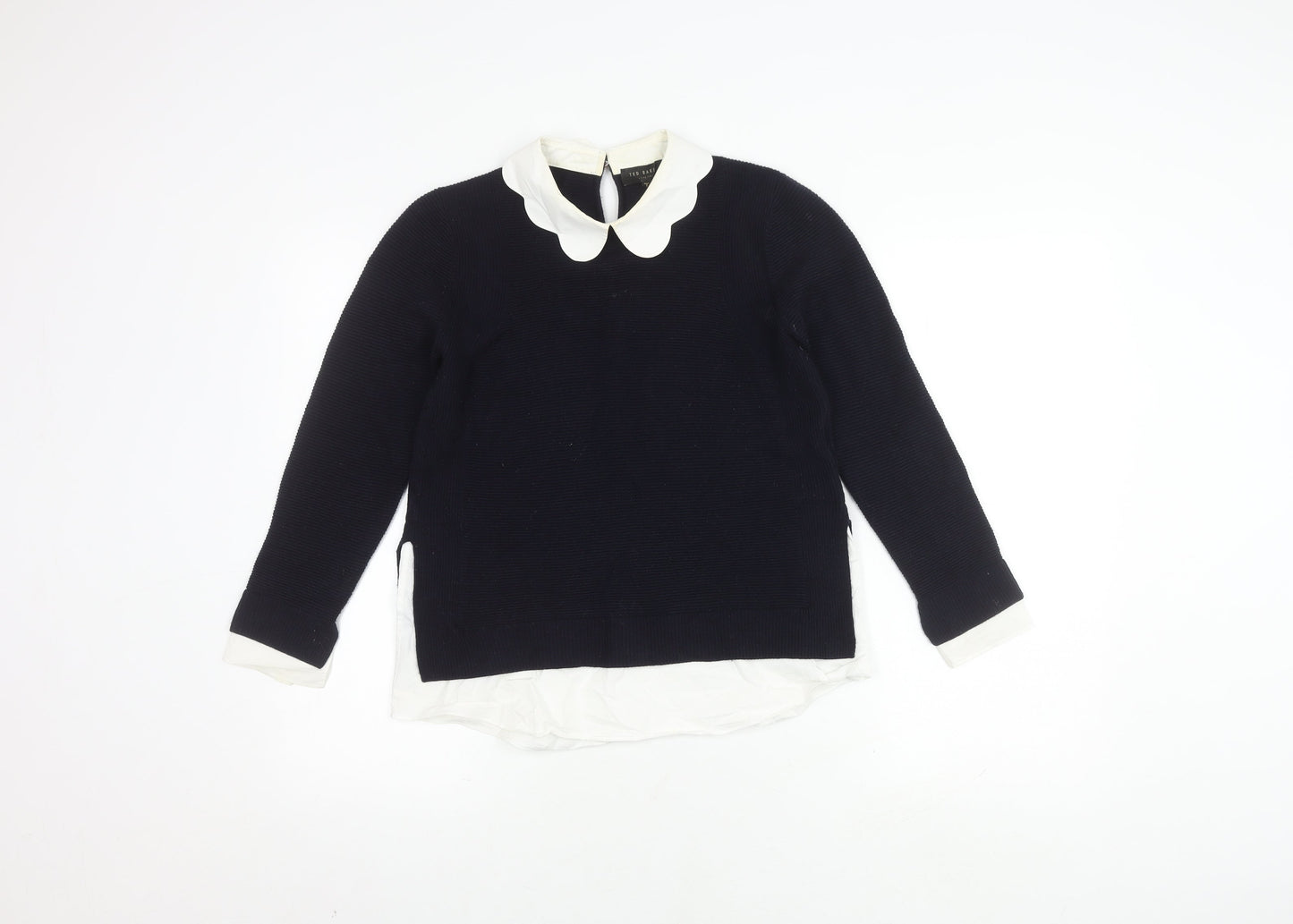 Ted Baker Women's Navy Collared Jumper - Size S