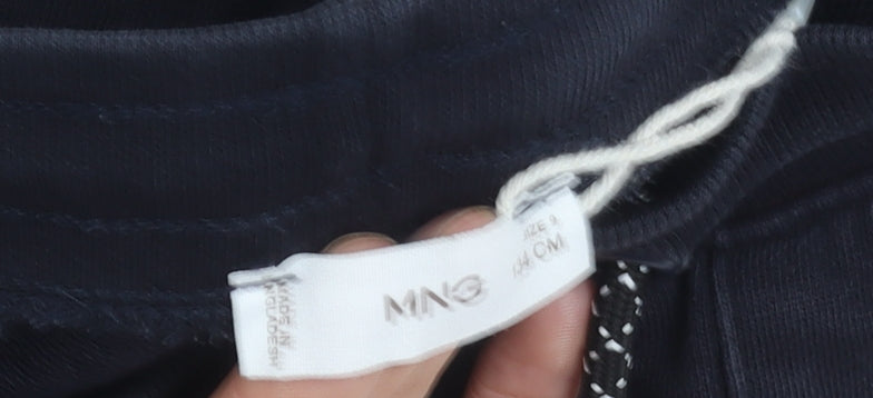 Brand and care label for Mango boys’ black jogger trousers l cotton casual sports