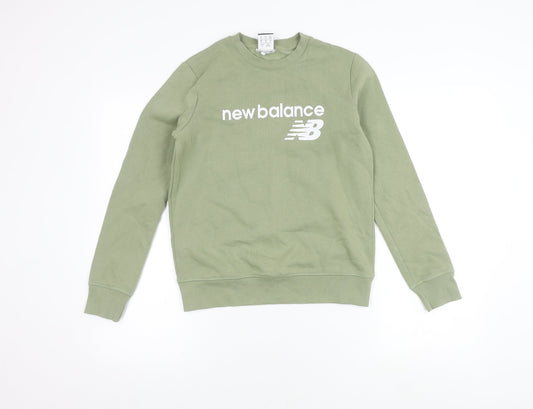 New Balance Green Sweatshirt XS Unisex Pullover Logo