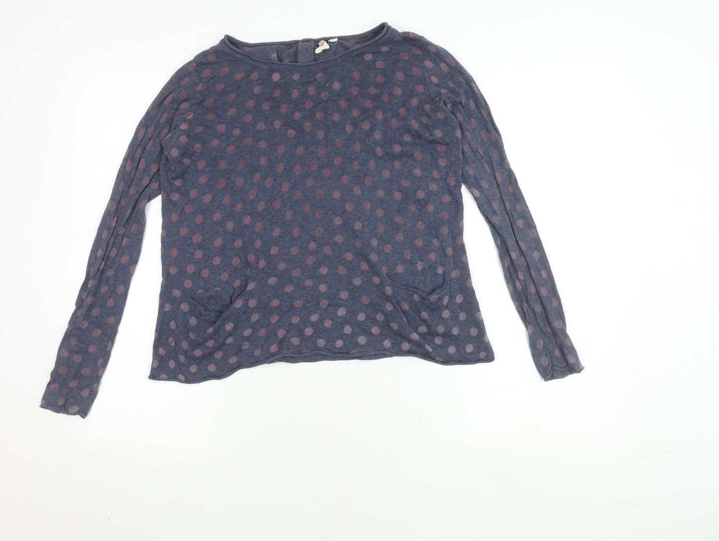 White Stuff Women's Blue Polka Dot Long Sleeve Top Size 10
