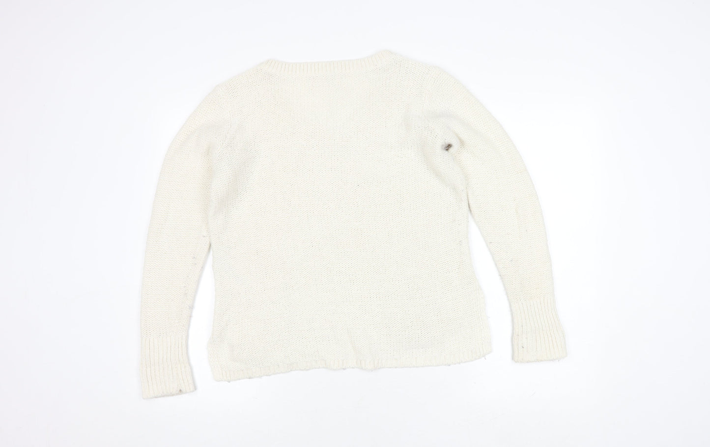Hollister Women's Ivory Cable-Knit Pullover Jumper S