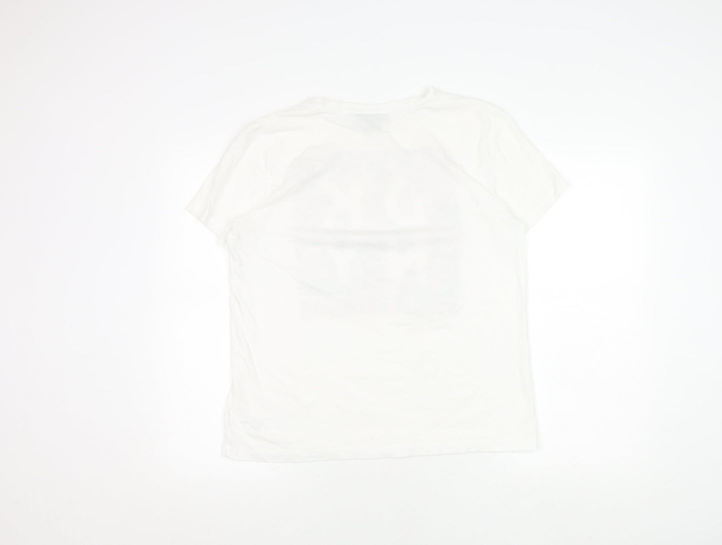 DKNY Women's White Floral T-Shirt, Medium, Casual Chic